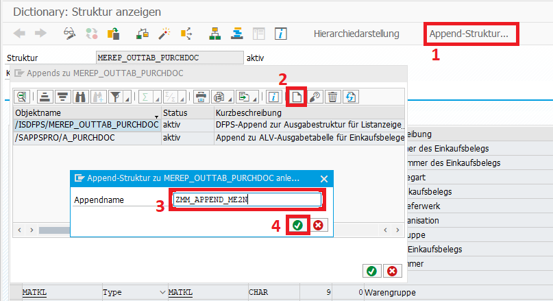 Append-Struktur anlegen