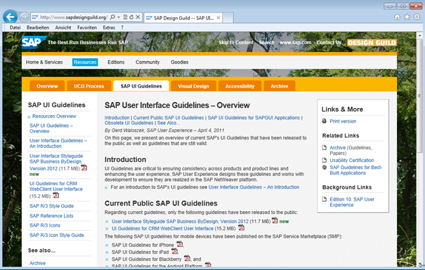 Screenshot SAP Design Guild Webseite