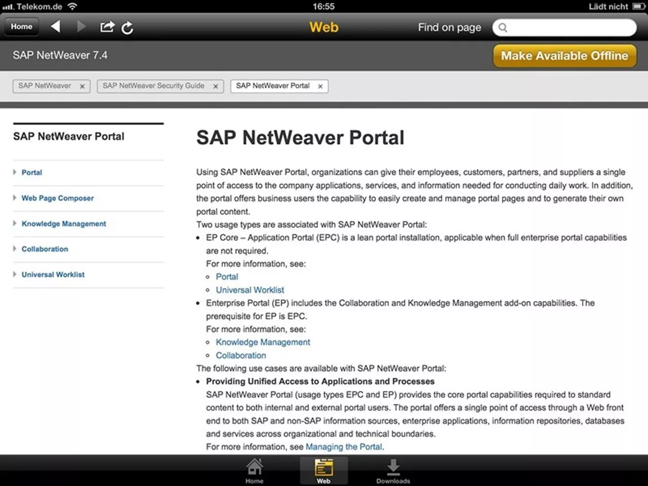 SAP Help auf dem iPad