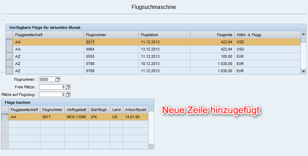 Zeile hinzugefügt