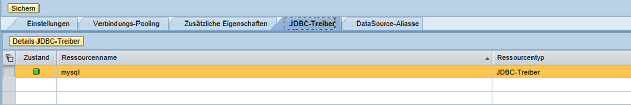Erfolgreiche JDBC-Connector Verbindung