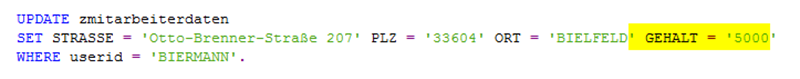 Beispiel Codeänderung bei SQL injection