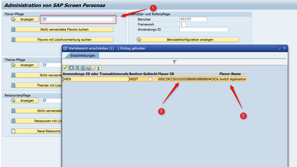 SAP Screen Personas: Flavor ID-Suche in der Transaktion