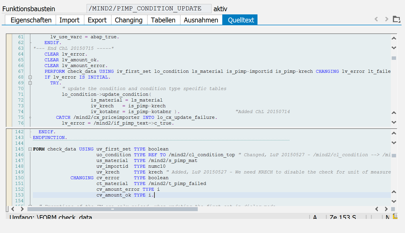 Horizontaler Splitscreen im ABAP-Editor