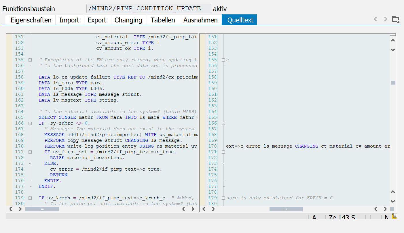 Vertikaler Splitscreen im ABAP-Editor