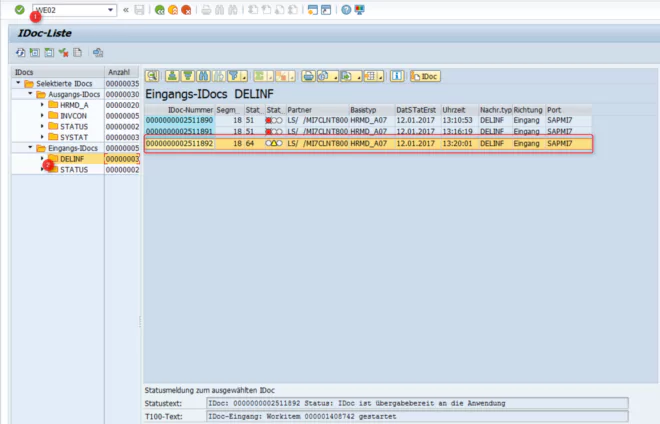Ergebnis - SAP-System (IDoc-Liste)