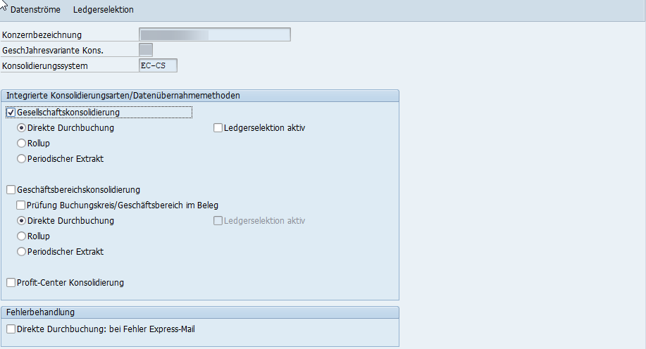 Aktivierung der "direkte Durchbuchung" von SAP FI zu SAP EC-CS