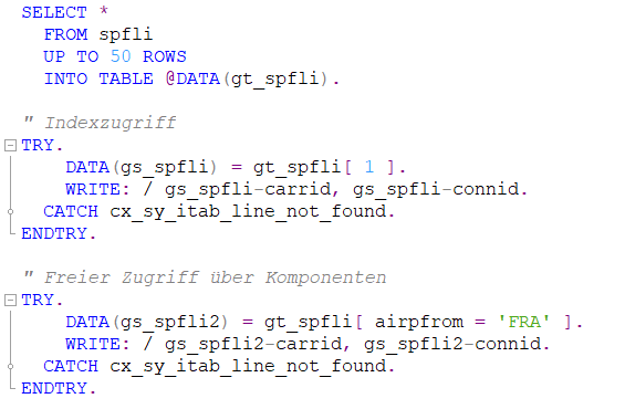 Tabellenzugriff über []