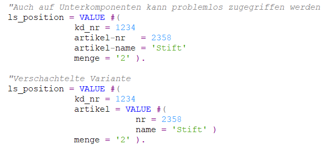 Value Operator Beispielcode #2 ABAP 7.4/7.5