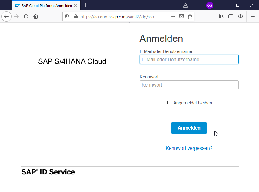 Log-in-Maske der S/4HANA Essentials Edition