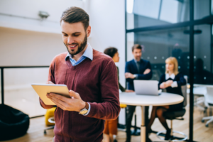 Office worker with tablet